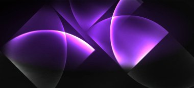 Neon parlayan techno hatları, Hi-Tech futuristik soyut arka plan. Koyu uzayda soyut şekiller ile şablon