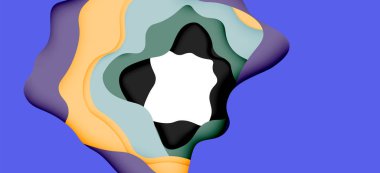 Soyut geometrik desen. 3D kağıt katmanları renkli dalga arka plan kesti. Origami Web arka plan için soyut dalgalar kesti
