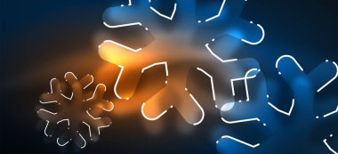 Bulanık Noel kar tanesi soyut arka plan, stilize minimal tasarım, Neon parlayan renkler. Vektör Neon arka plan. Kar arka planı