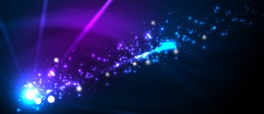 Kutlama tasarım için Fireworks karanlık gece arka plan. Mavi soyut arka plan. Doğum günü partisi. Şenlikli sanat geçmişi. Uzay arka planı. Gece partisi. Noel arifesi.