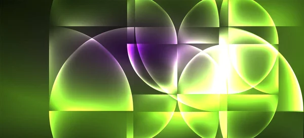 Neon glühende Techno-Linien, futuristischer Hi-Tech-Hintergrund. Vorlage mit abstrakten Formen im dunklen Raum — Stockvektor
