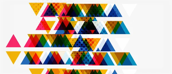 Banner com design geométrico triangular em mosaico multicolorido sobre fundo branco. Textura abstrata. Modelo de design de ilustração vetorial . —  Vetores de Stock