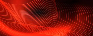 Parlak renkli neon ışıkları ve hatları ile koyu soyut arka plan. Arka planda parlayan