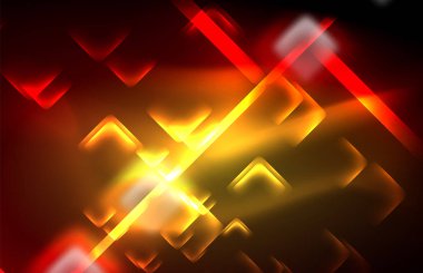Neon parlayan techno hatları, yüksek teknoloji fütüristik arka plan şablonu kare şekilleri ile