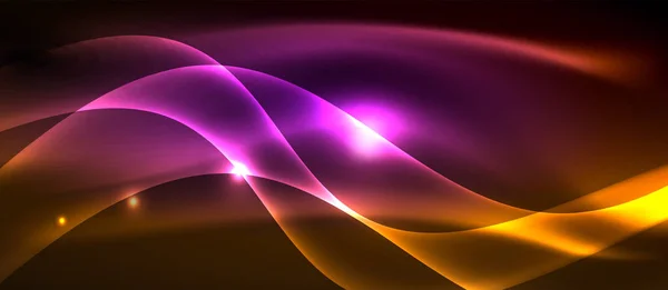 Linii de undă strălucitoare de lumină neon — Vector de stoc
