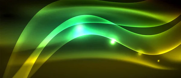 Neon fényes fény izzó hullám vonalak — Stock Vector