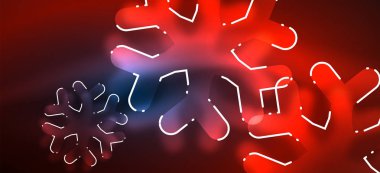 Bulanık Noel kar tanesi soyut arka plan, stilize minimal tasarım, Neon parlayan renkler. Vektör Neon arka plan. Kar arka planı