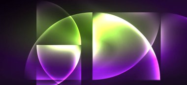 Neon parlayan techno hatları, Hi-Tech futuristik soyut arka plan. Koyu uzayda soyut şekiller ile şablon
