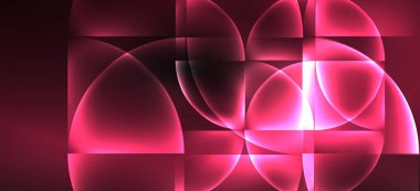 Neon parlayan techno hatları, Hi-Tech futuristik soyut arka plan. Koyu uzayda soyut şekiller ile şablon