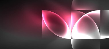 Neon parlayan techno hatları, Hi-Tech futuristik soyut arka plan. Koyu uzayda soyut şekiller ile şablon