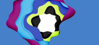 Soyut geometrik desen. 3D kağıt katmanları renkli dalga arka plan kesti. Origami Web arka plan için soyut dalgalar kesti