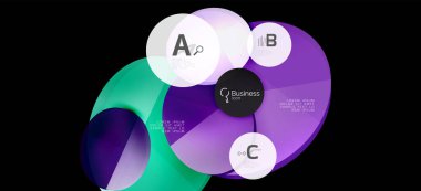 Retro renkli geometrik arka plan-siyah üzerinde daireler, herhangi bir amaçla büyük tasarım. Yaratıcı minimal konsept