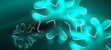 Bulanık Noel kar tanesi soyut arka plan, stilize minimal tasarım, Neon parlayan renkler. Vektör Neon arka plan. Kar arka planı