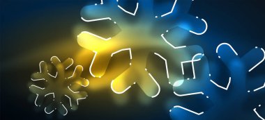 Bulanık Noel kar tanesi soyut arka plan, stilize minimal tasarım, Neon parlayan renkler. Vektör Neon arka plan. Kar arka planı