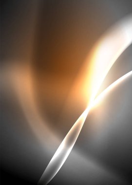 Parlak neon ışık hareket dalgaları ile karanlık alan. Soyut konsept grafik elemanı. Vektör Neon arka plan. Teknoloji arka planı