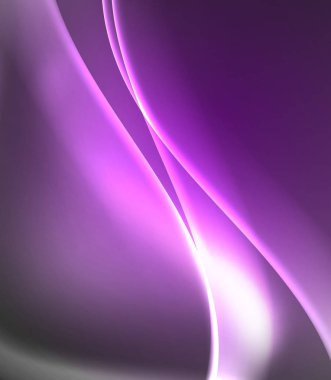 Parlak neon ışık hareket dalgaları ile karanlık alan. Soyut konsept grafik elemanı. Vektör Neon arka plan. Teknoloji arka planı