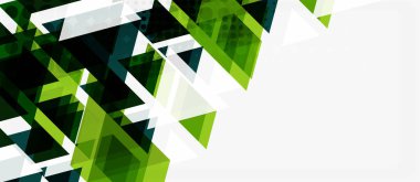 Beyaz arka plan üzerinde çok renkli mozaik üçgen geometrik tasarımlı afiş. Soyut doku. Vektör illüstrasyon tasarım şablonu.