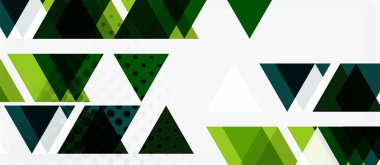 Beyaz arka plan üzerinde çok renkli mozaik üçgen geometrik tasarımlı afiş. Soyut doku. Vektör illüstrasyon tasarım şablonu.