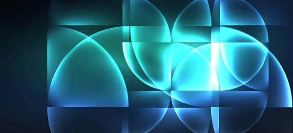 Цветной голубой неоновой формы круглый треугольник в современном стиле на светлом фоне. Темное пространство, шаблон футуристической технологии. Светящийся голубой неоновый эффект . — стоковый вектор