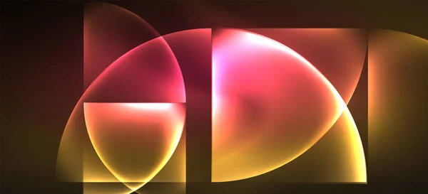 Dynamiska linjer och former, glas Neon glödande effekt. Modern Neon Glow geometriska former, bra design för alla ändamål — Stock vektor