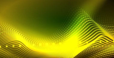 Koyu, parlak hareket, sihirli alan ışık parlayan soyut dalga. Techno arka plan