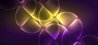 Neon parlayan techno hatları, Hi-Tech futuristik soyut arka plan. Koyu uzayda soyut şekiller ile şablon