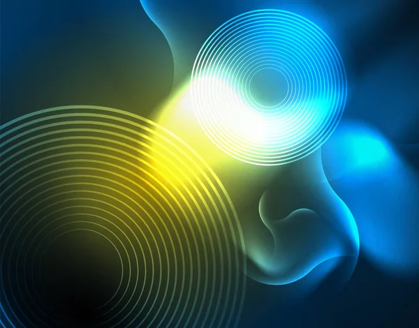 Neon gloeiende Wave lijnen, blauwe Hi-Tech futuristische abstracte achtergrond sjabloon — Stockvector