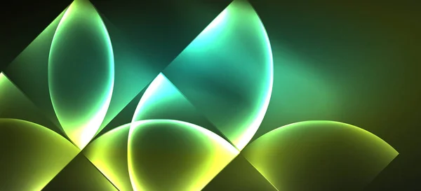 Techno brillante vidrio formas geométricas vector de fondo, plantilla oscura futurista con efectos de luz de neón y formas simples — Archivo Imágenes Vectoriales