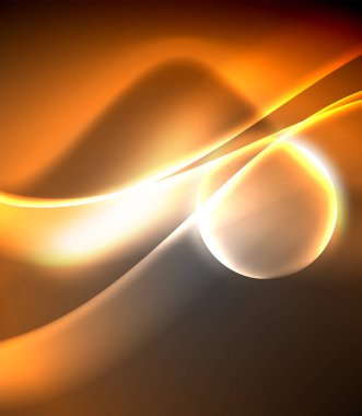 Parlak neon ışık hareket dalgaları ile karanlık alan. Soyut konsept grafik elemanı. Vektör Neon arka plan. Teknoloji arka planı