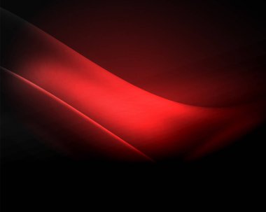 Parlak neon ışık hareket dalgaları ile karanlık alan. Soyut konsept grafik elemanı. Vektör Neon arka plan. Teknoloji arka planı