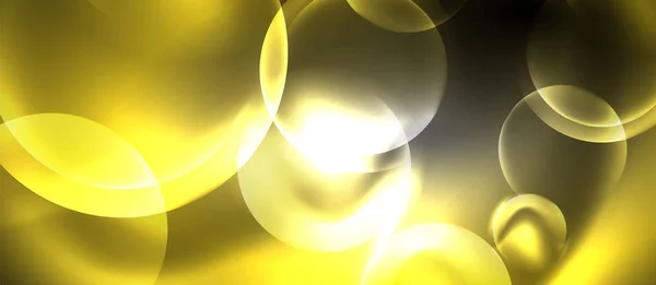 Luz de color neón brillante con círculos fondo abstracto — Vector de stock