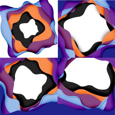Soyut geometrik desen. 3D kağıt katmanları renkli dalga arka plan kesti. Origami Web arka plan için soyut dalgalar kesti