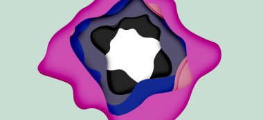 Soyut geometrik desen. 3D kağıt katmanları renkli dalga arka plan kesti. Origami Web arka plan için soyut dalgalar kesti