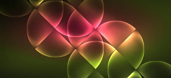 Techno verre brillant formes géométriques fond vectoriel, modèle sombre futuriste avec des effets de lumière au néon et des formes simples — Image vectorielle