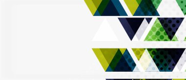 Beyaz arka plan üzerinde çok renkli mozaik üçgen geometrik tasarımlı afiş. Soyut doku. Vektör illüstrasyon tasarım şablonu.