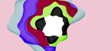 Soyut geometrik desen. 3D kağıt katmanları renkli dalga arka plan kesti. Origami Web arka plan için soyut dalgalar kesti
