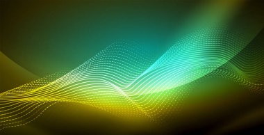 Koyu, parlak hareket, sihirli alan ışık parlayan soyut dalga. Techno arka plan