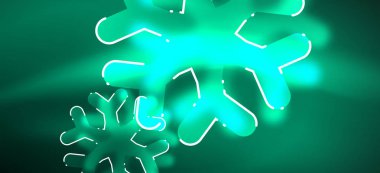 Bulanık Noel kar tanesi soyut arka plan, stilize minimal tasarım, Neon parlayan renkler. Vektör Neon arka plan. Kar arka planı