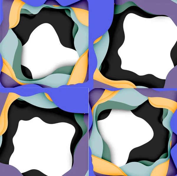 Абстрактный геометрический шаблон. Трехмерные слои бумаги вырезают красочный фон волны. Оригами вырезал абстрактные волны для веб-фона — стоковый вектор