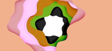 Soyut geometrik desen. 3D kağıt katmanları renkli dalga arka plan kesti. Origami Web arka plan için soyut dalgalar kesti