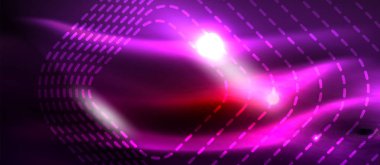 Neon parlayan techno hatları, yüksek teknoloji fütüristik arka plan şablonu kare şekilleri ile