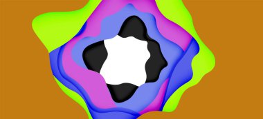 Soyut geometrik desen. 3D kağıt katmanları renkli dalga arka plan kesti. Origami Web arka plan için soyut dalgalar kesti