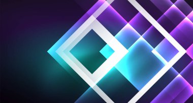 Siyah, modern şablon neon parlak renk kareler