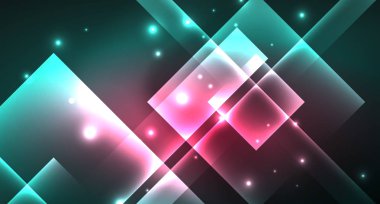 Işık arka plan hipster tarzıNeon geometrik soyut arka plan. Uzay retro tasarım. Renk geometrik desen. Kare şekil soyut arka plan.