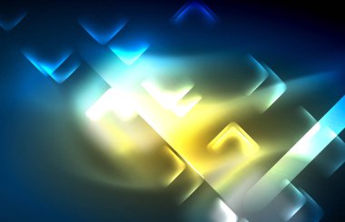 Neon parlayan techno hatları, yüksek teknoloji fütüristik arka plan şablonu kare şekilleri ile