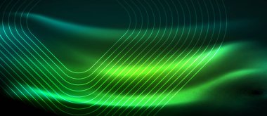 Neon parlayan elemanları, parlak hareket konsepti ile koyu arka plan