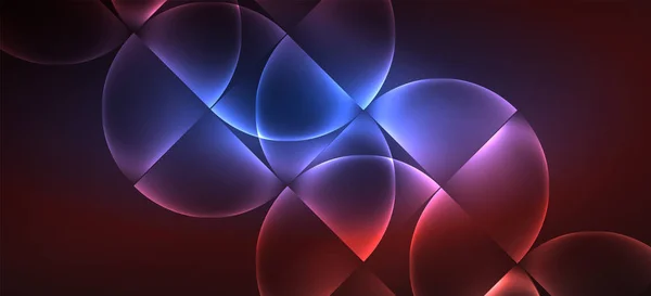 ダイナミックなラインと形状、ガラスネオンの輝き効果。現代のネオングロー幾何学的形状、任意の目的のための素晴らしいデザイン — ストックベクタ