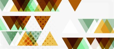 Beyaz arka plan üzerinde çok renkli mozaik üçgen geometrik tasarımlı afiş. Soyut doku. Vektör illüstrasyon tasarım şablonu.