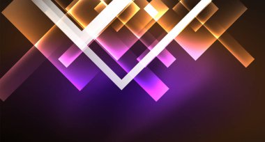 Parlak neon tasarım kare şekil soyut arka plan. Retro vektör soyut tasarım afiş şablonu