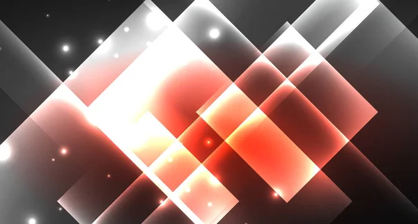 Неоновые блестящие цветные квадраты на черном, современный шаблон — стоковый вектор